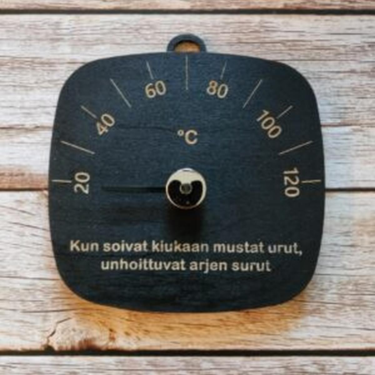 Saunamittari tekstillä musta